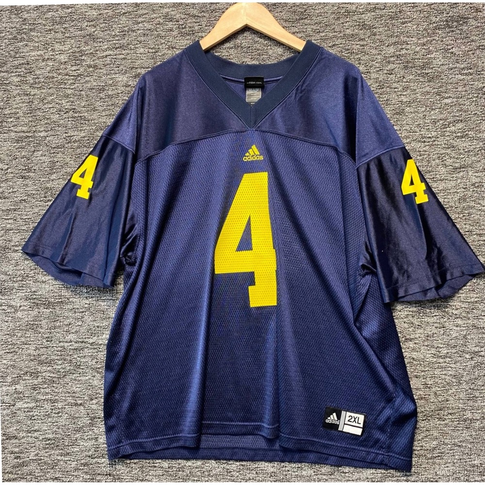 Vintage Y2K Adidas Michigan Wolverines Style Football Jersey‎ Navy Mens 2XL #4